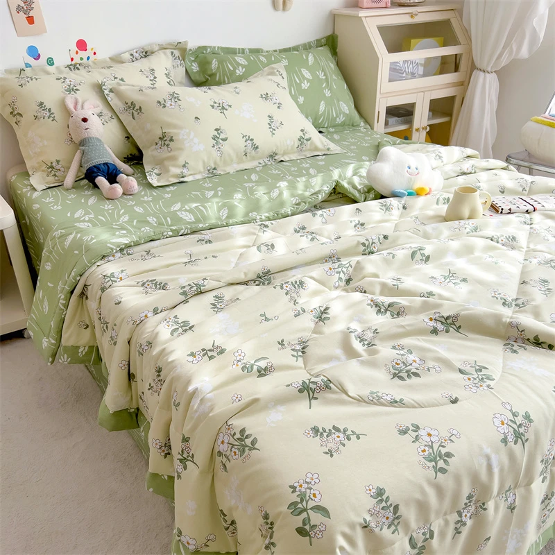 纯棉空调被碎花薄款夏凉被单人可机洗夏被学生宿舍水洗被子夏天