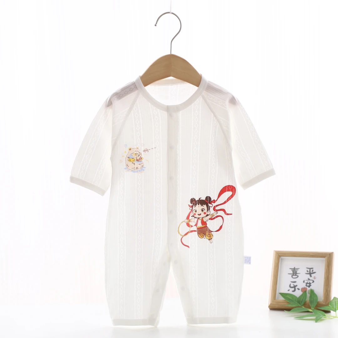 婴儿夏季衣服薄款长袖空调服宝宝夏天连体衣睡衣婴幼儿夏天衣服