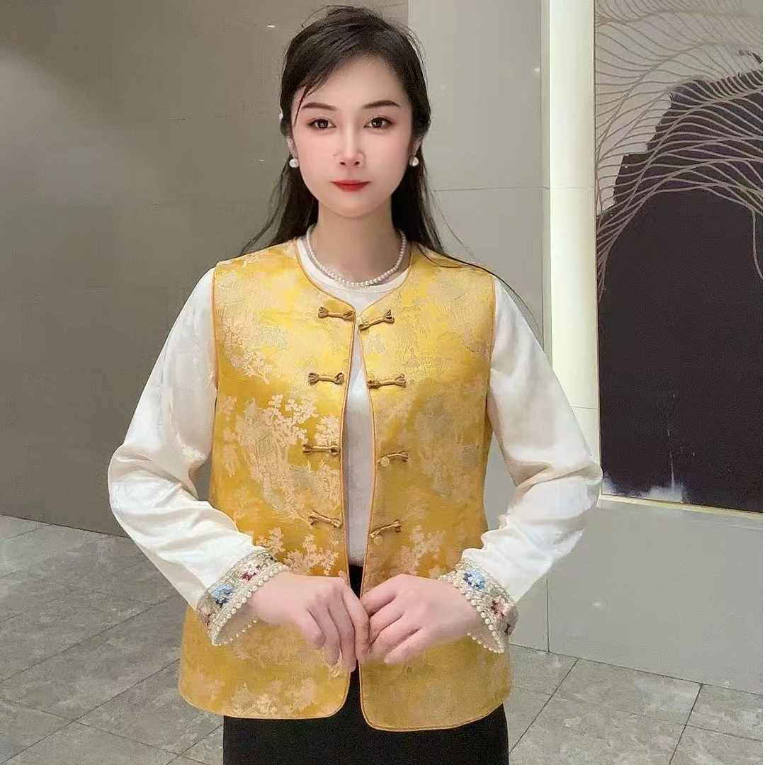 春秋款新中式国风网红提花马甲（卡码拍大）马甲女款2025新款爆款