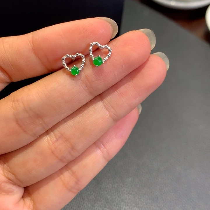 银S925镶嵌翡翠耳饰