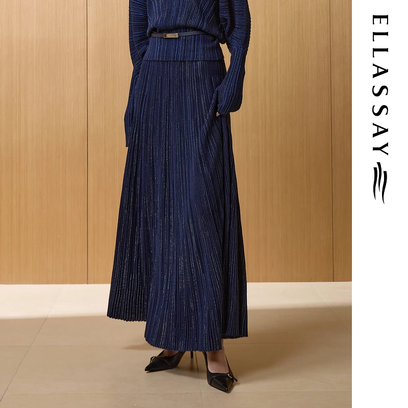 ELLASSAY歌力思2025秋季新款绵羊毛A字半身裙女EWF363M09600