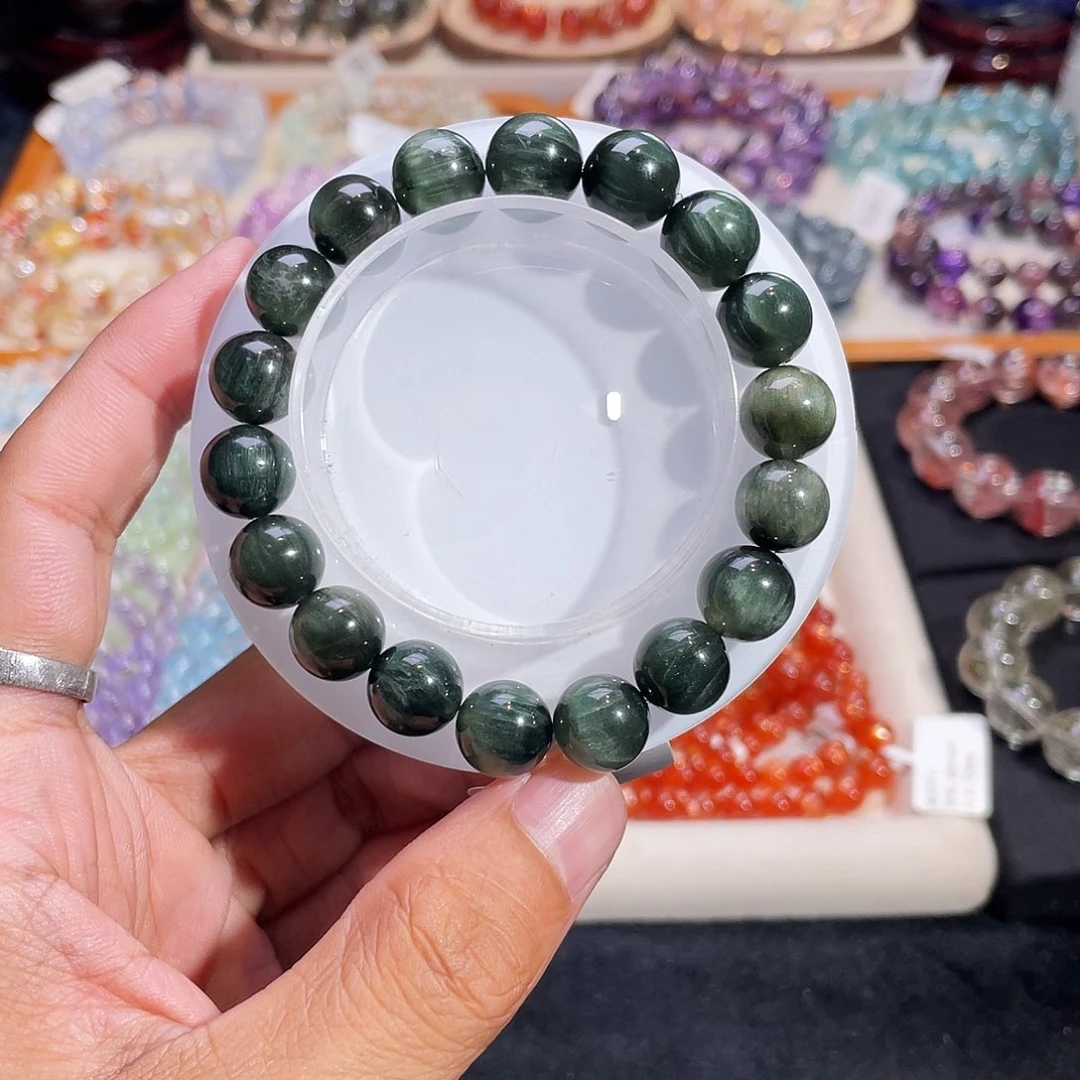 手链水晶未镶嵌猫眼绿发晶11mm