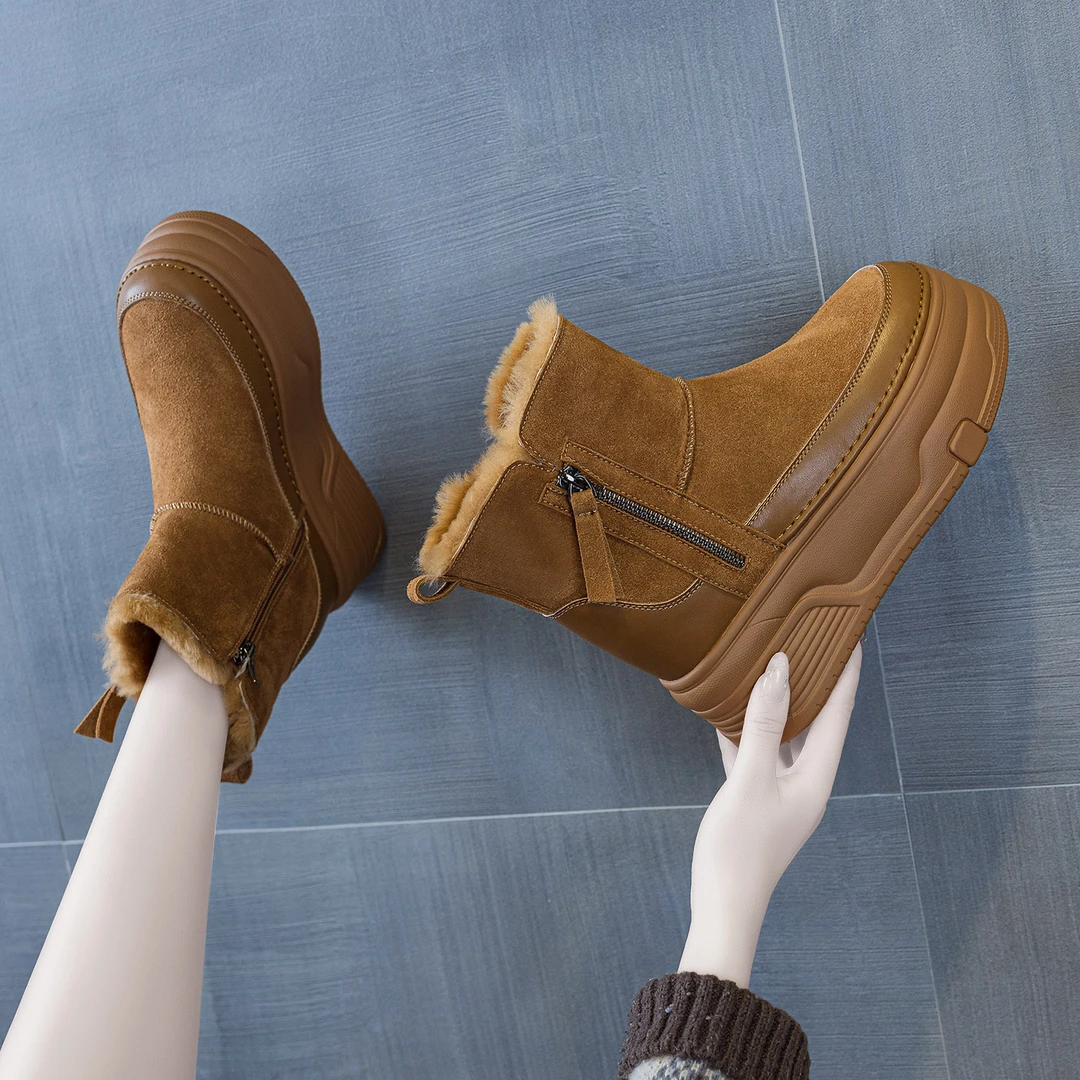 增高9cm时尚雪地靴2025冬季爆款女鞋加绒加厚防滑厚底棉靴x661-8