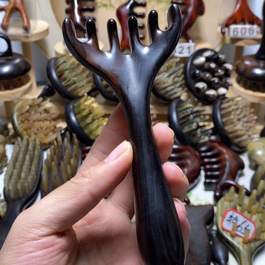 特价微瑕款紫光檀六齿耙子