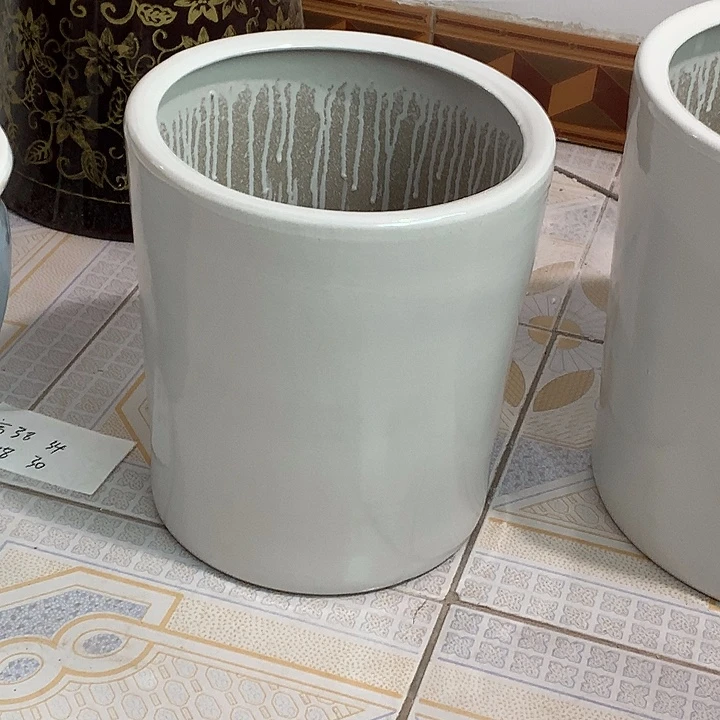 白光面笔筒一个高34口径30送拖盘默认微瑕