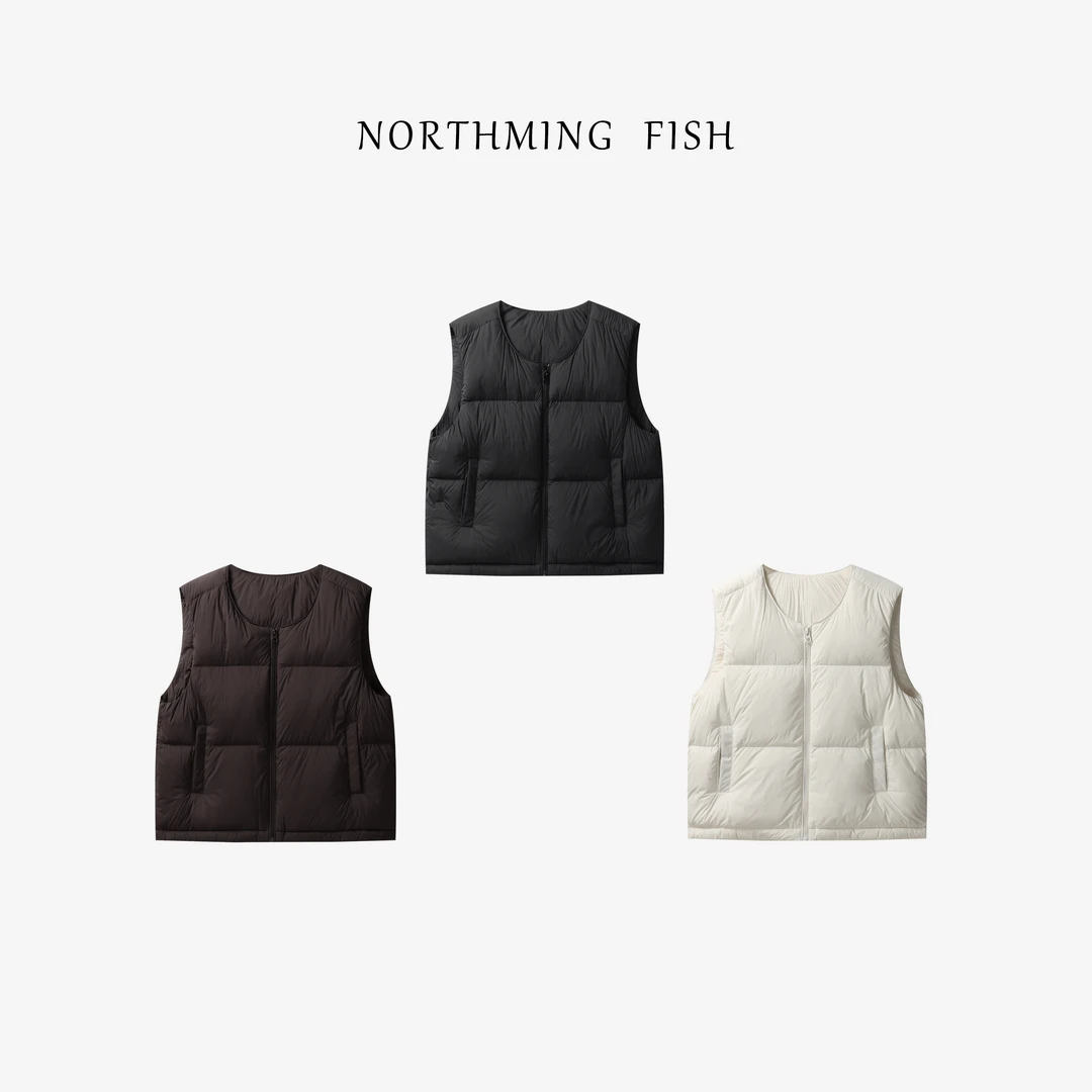 NorthMing fish「调味剂」简约休闲 轻盈又保暖的格纹羽绒马夹