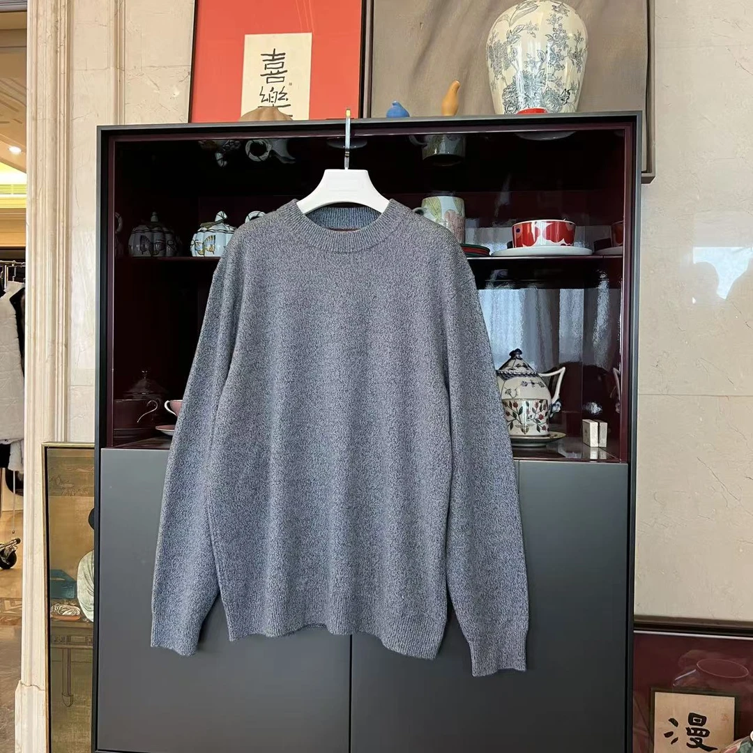 《男款》MYL 2025秋冬新品羊绒灰色针织衫圆领长袖套头休闲上衣
