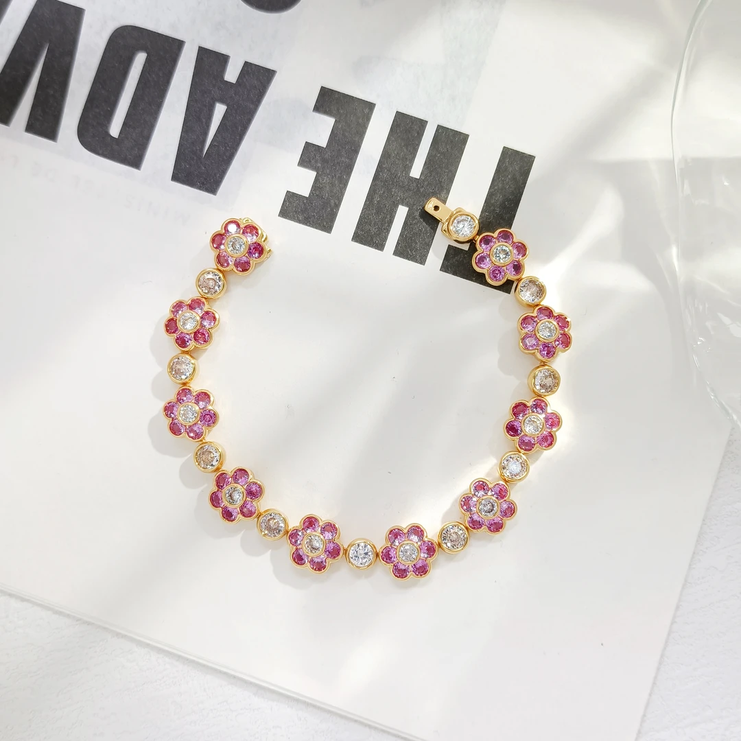 铜合金合成锆石手链 WLJ-003111【一路繁花】 手链欧美优雅简约