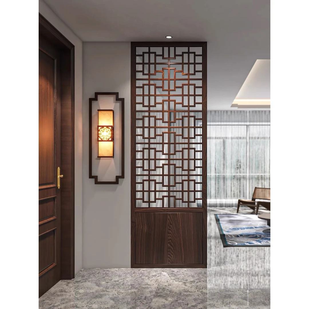 新中式屏风隔断客厅入户玄关正对门口遮挡现代简约实木新款格栅