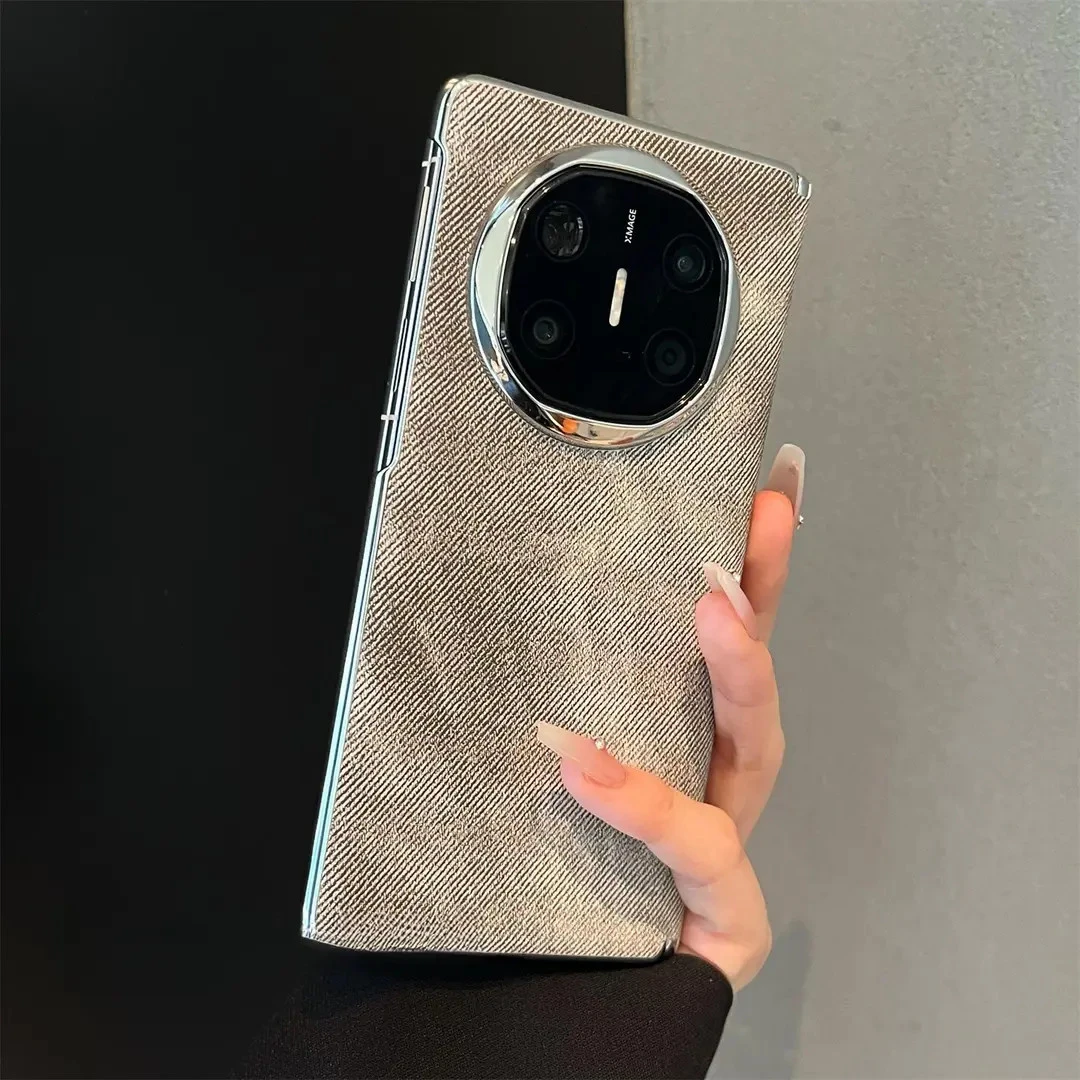 适用华为mateX6折叠屏手机壳MateX5典藏版电镀镜框matex3牛仔纹理
