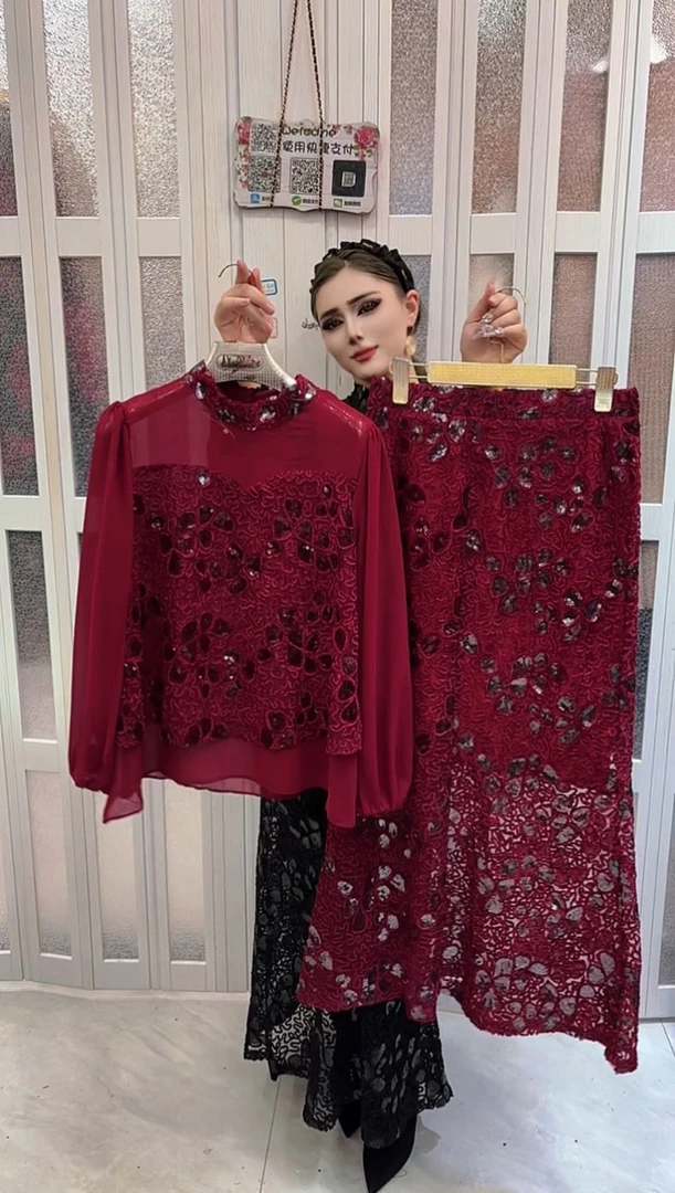 祖丽阿雅提时尚三件套上衣+裙子M-3XL网红(新疆包邮）