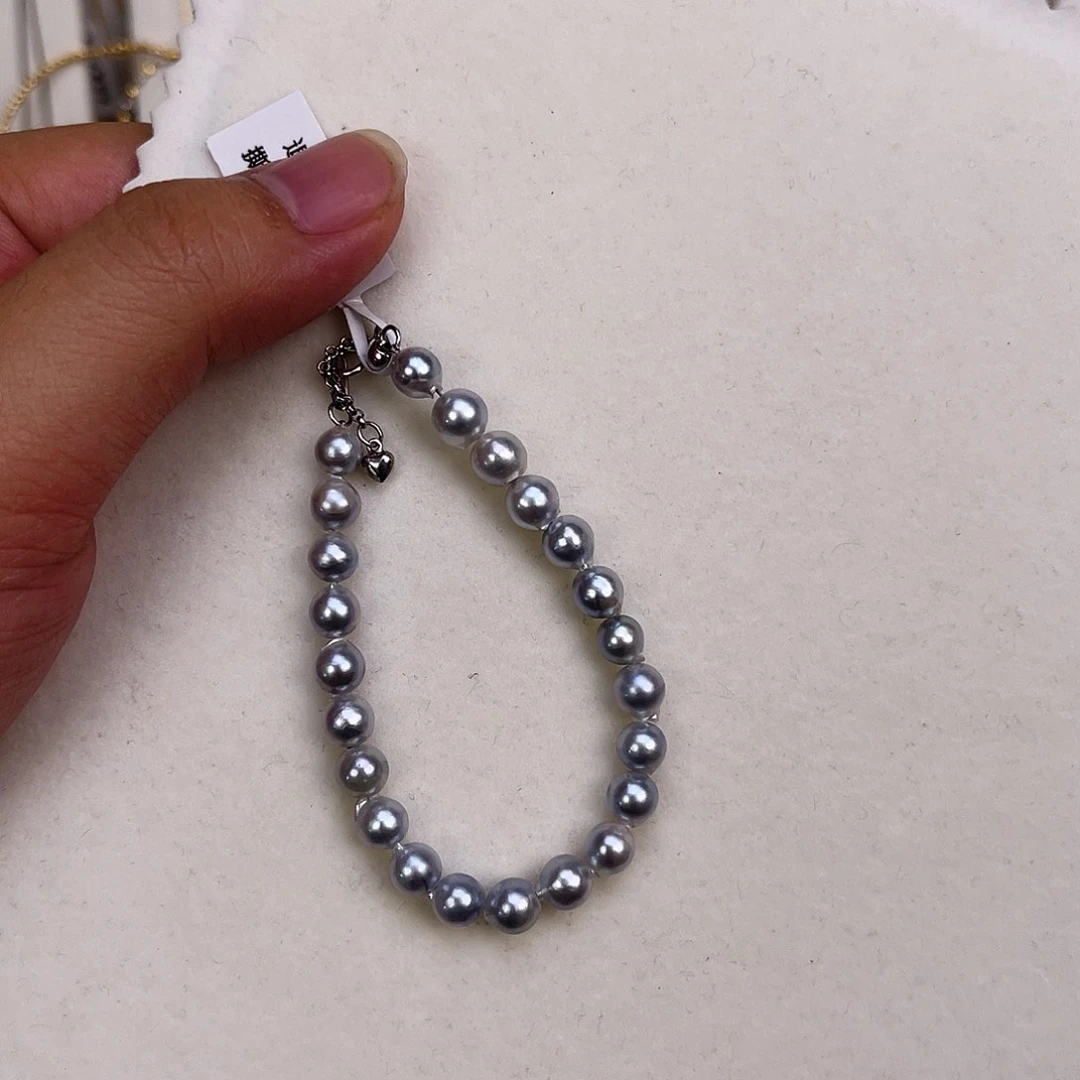 银S925镶嵌手绳海水珍珠