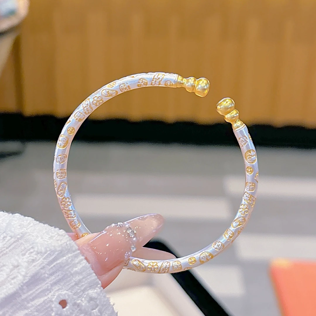 拾钰 足银手镯 足银999.9吉言葫芦手镯复古宫廷风简约时髦小姨风