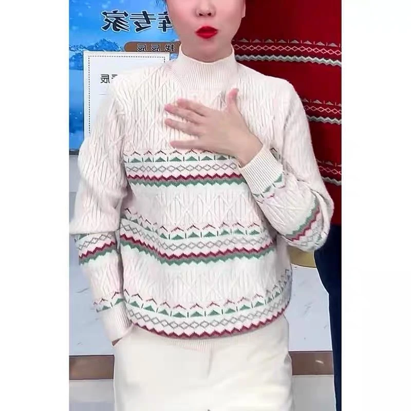 【菱形复古提花毛衣】秋冬新款韩版针织衫372