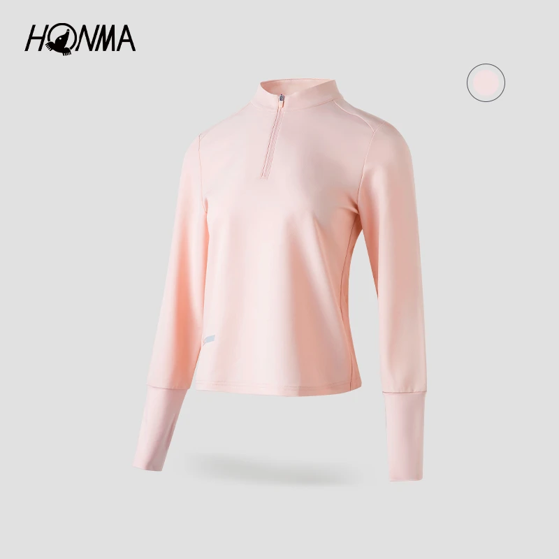 HONMA女士T恤小高领长袖休闲柔软透气T恤HWKC700L009