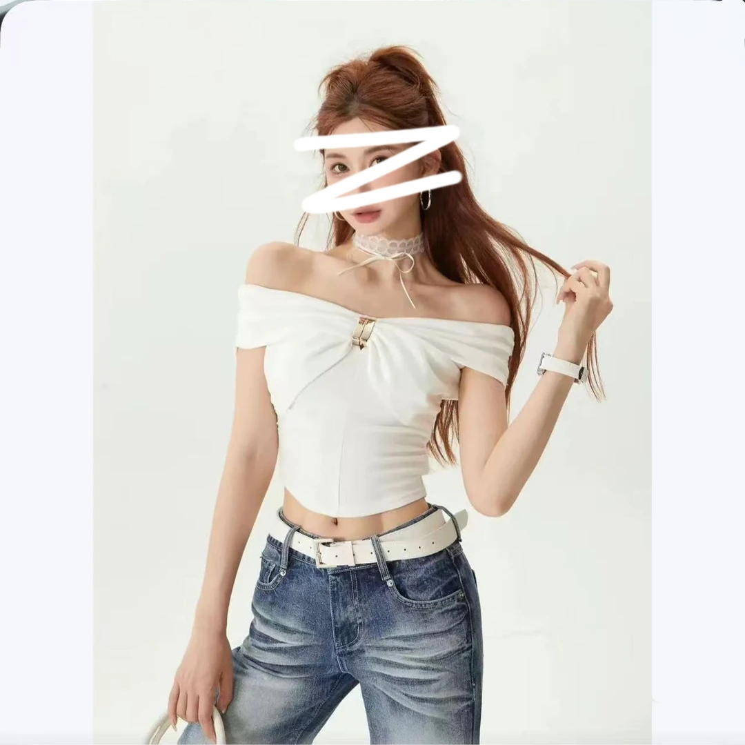 【金属扣】露肩上衣女