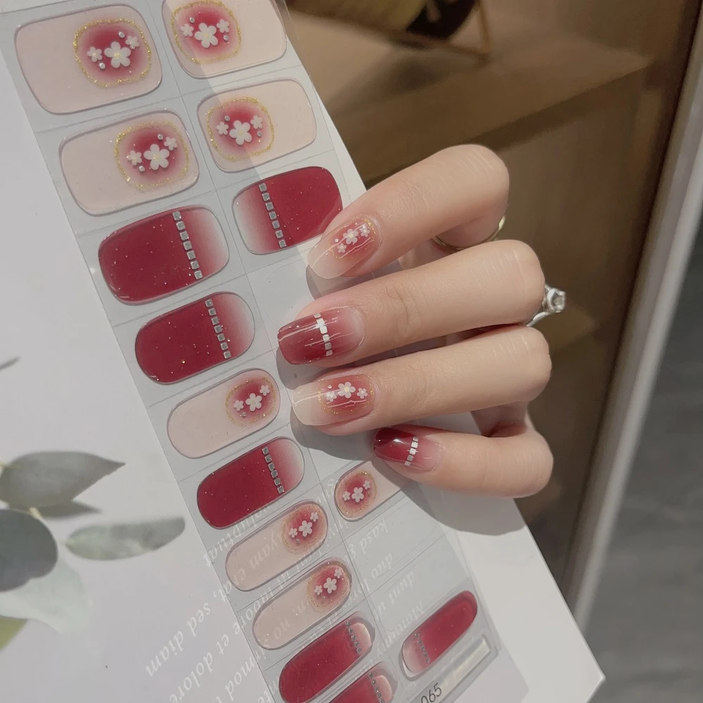 【照灯变硬】雾里看花065新年款半固化美甲防水耐磨20指甲贴