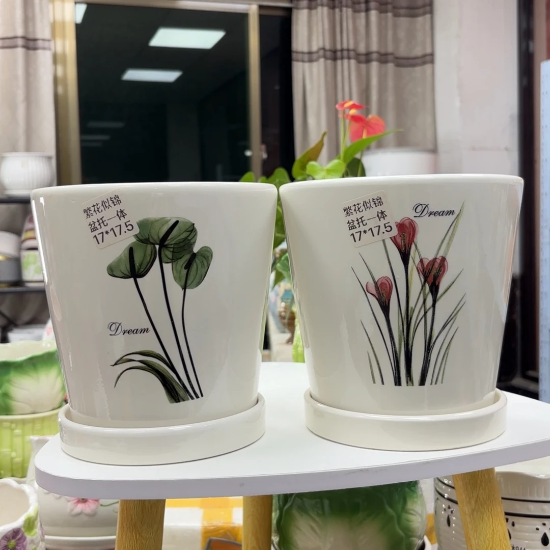 @夏西陶瓷花盆@@繁花似锦