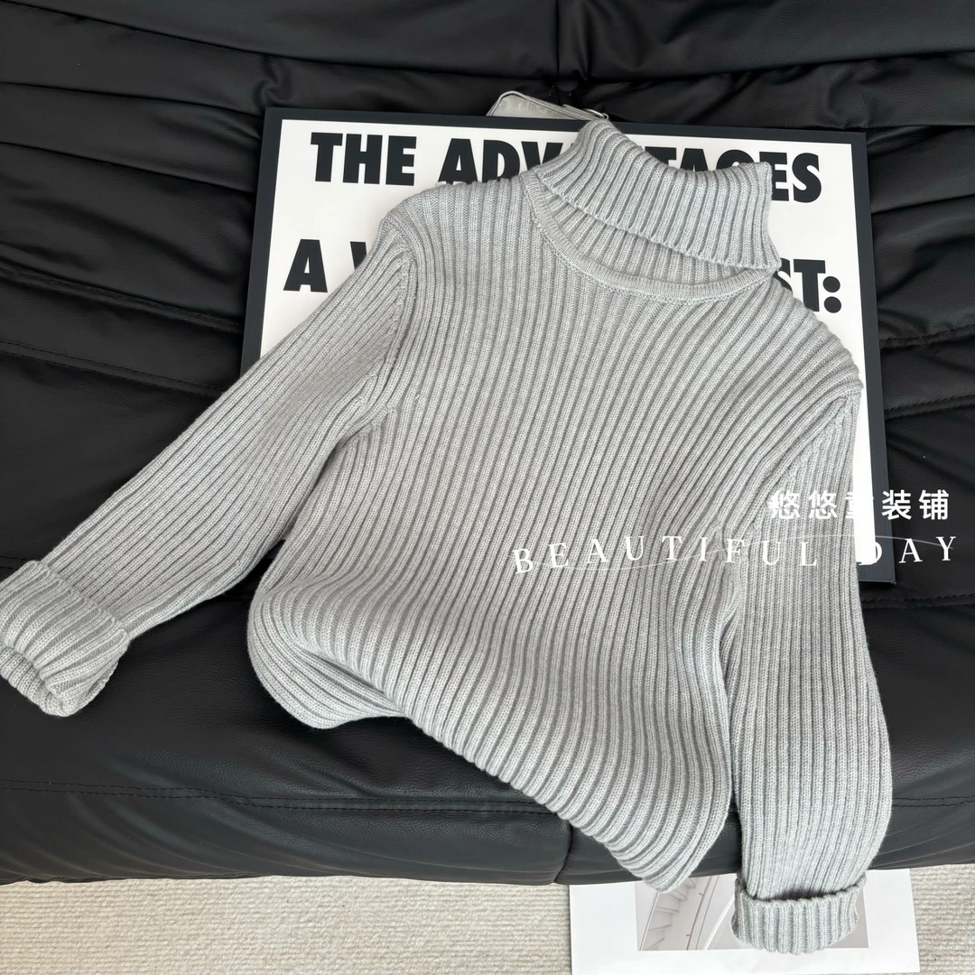 男女童高领加绒加厚毛衣针织打底衫秋冬新款百搭洋气