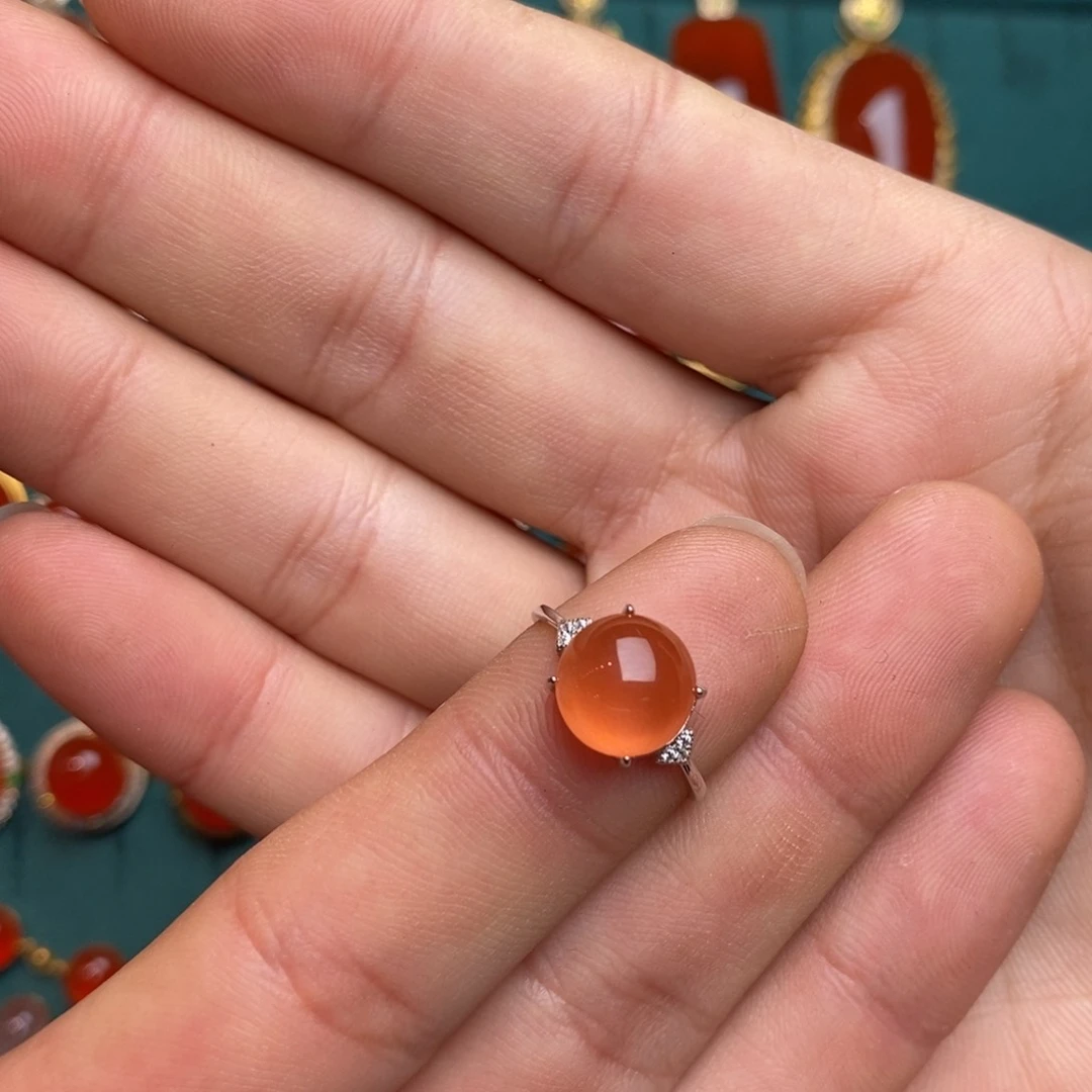 银S925镶嵌南红玛瑙戒指