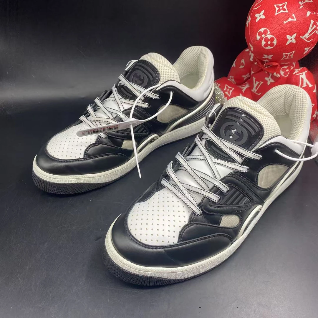 95新 GUCCI/古驰 黑白Basket系带时尚板鞋42欧码yg01