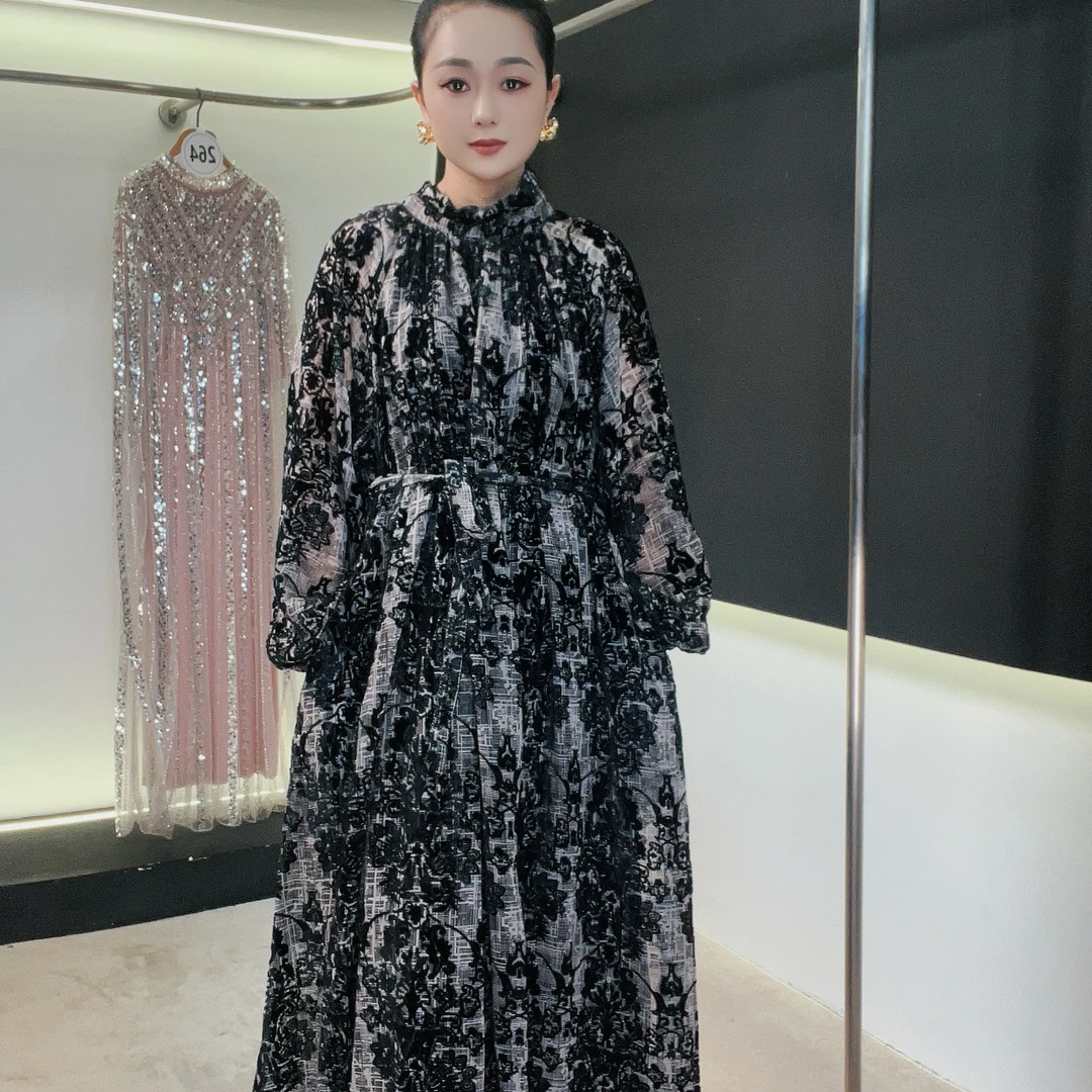 【Mrs MAIMAI】秋冬新款复古百搭丝绒长款连衣裙A229