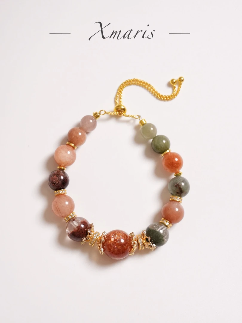 【如愿】「玄溟甲原创设计」绿幽灵半盆金太阳兔毛天然水晶设计手串