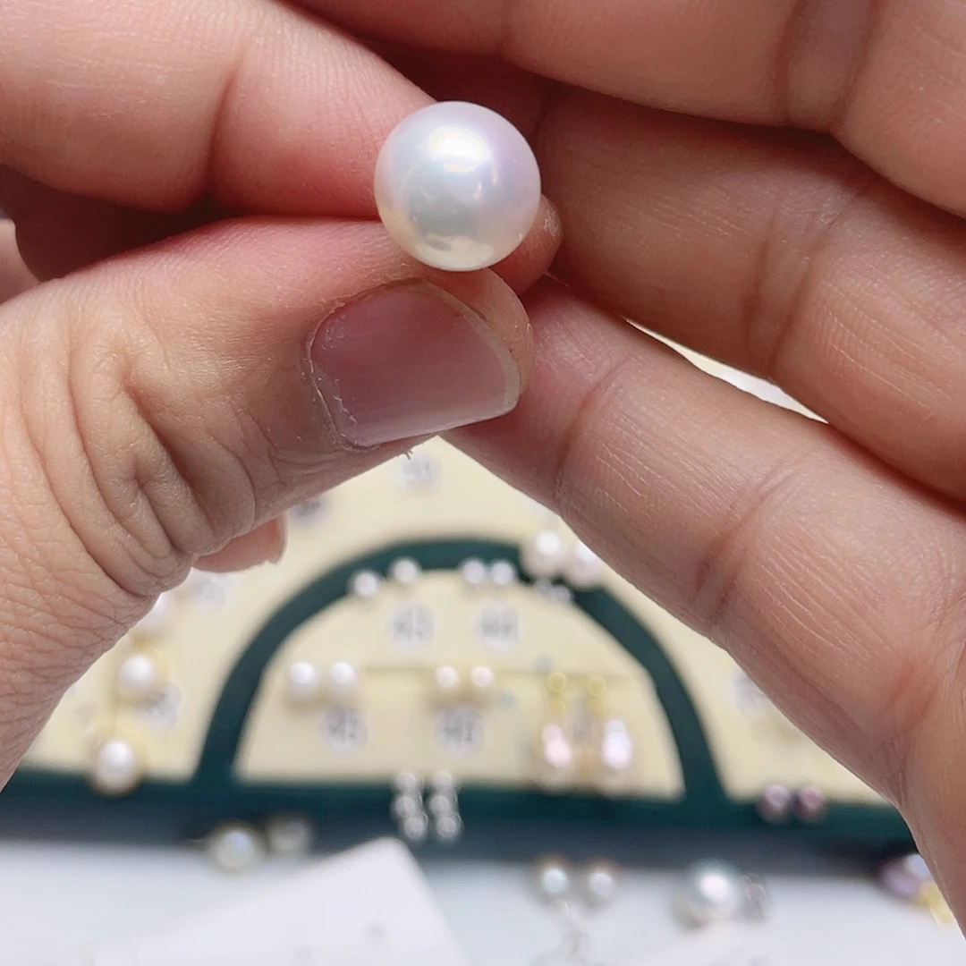 狼***人淡水珍珠银S925镶嵌耳饰