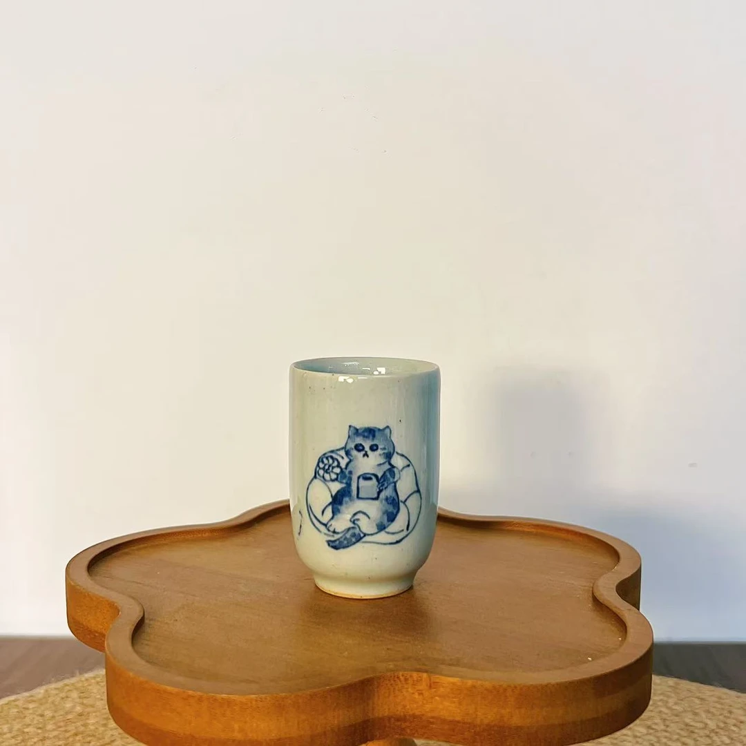 【直播-不带盒子】高温釉下彩猫猫茶杯陶瓷杯178