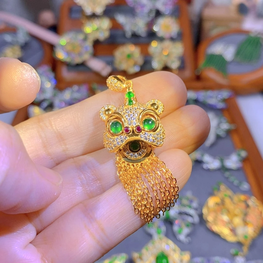 颈饰银S925镶嵌翡翠