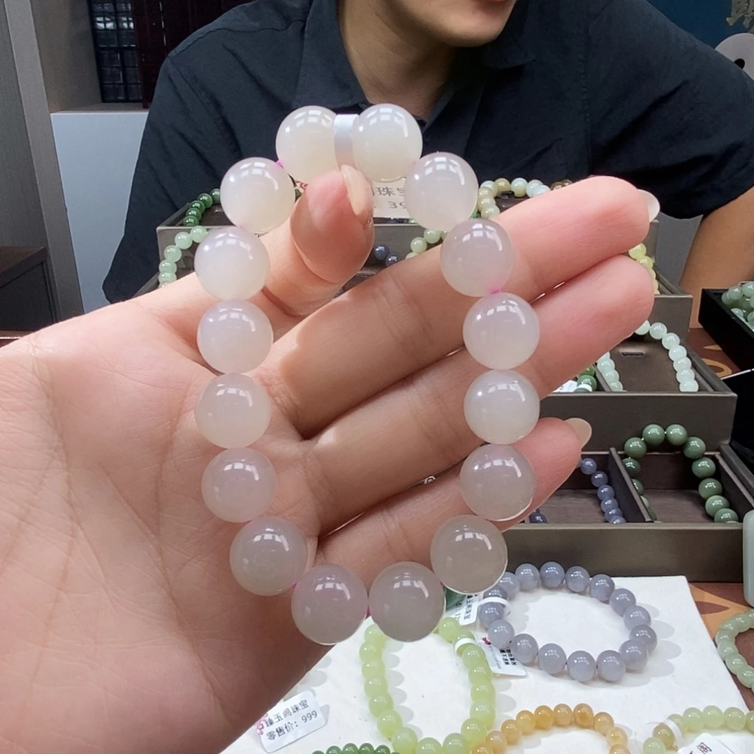 和田玉未镶嵌手串12藕粉