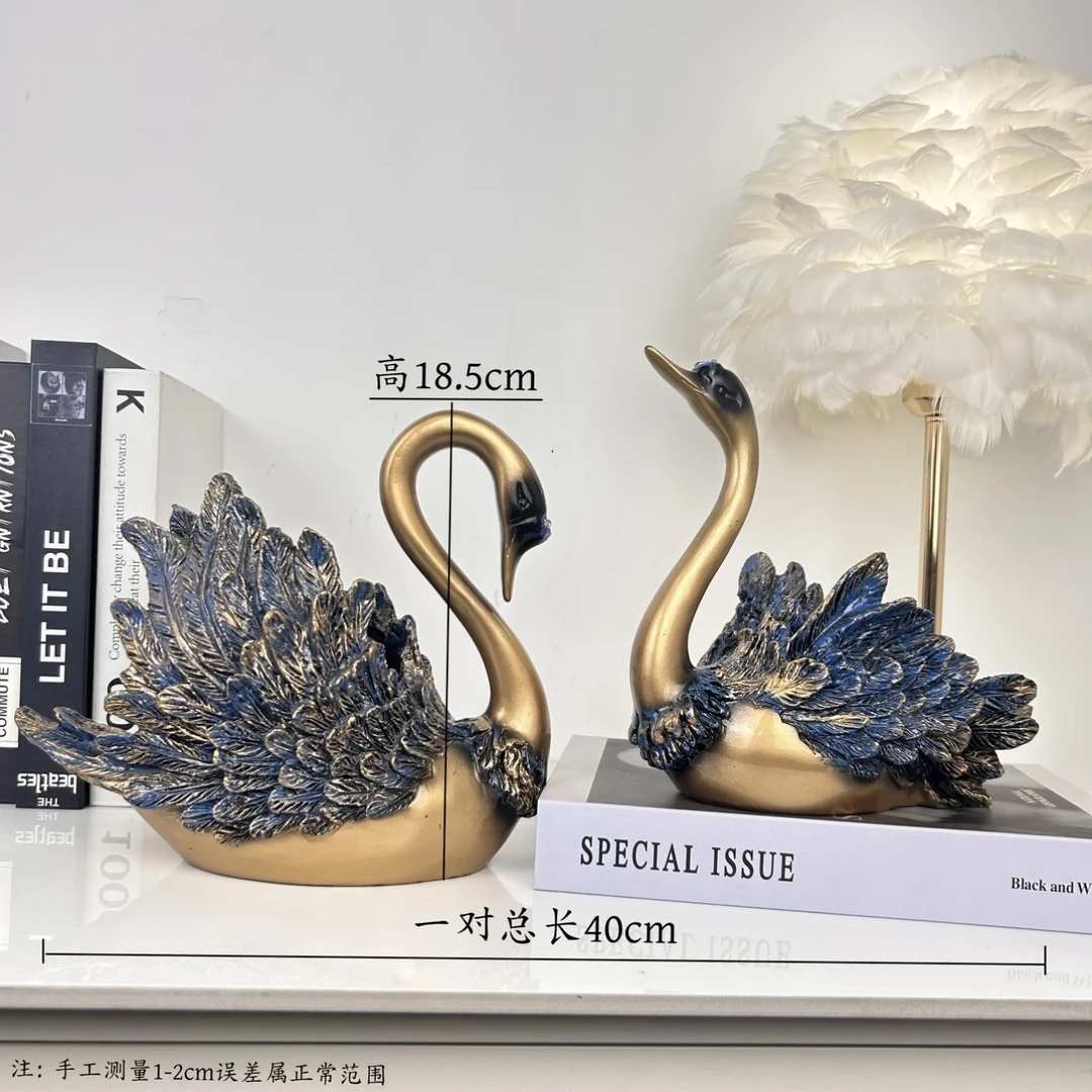 欧式情侣黑天鹅客厅摆件高级感装饰工艺品家居饰品玄关酒柜摆设