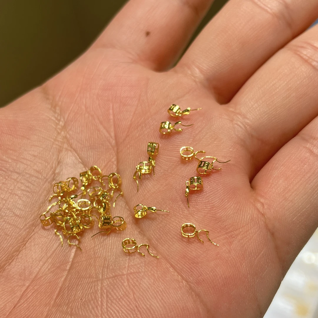 18K金扣回纹加厚版Au750黄金扣头通体18K金K110拍一发一