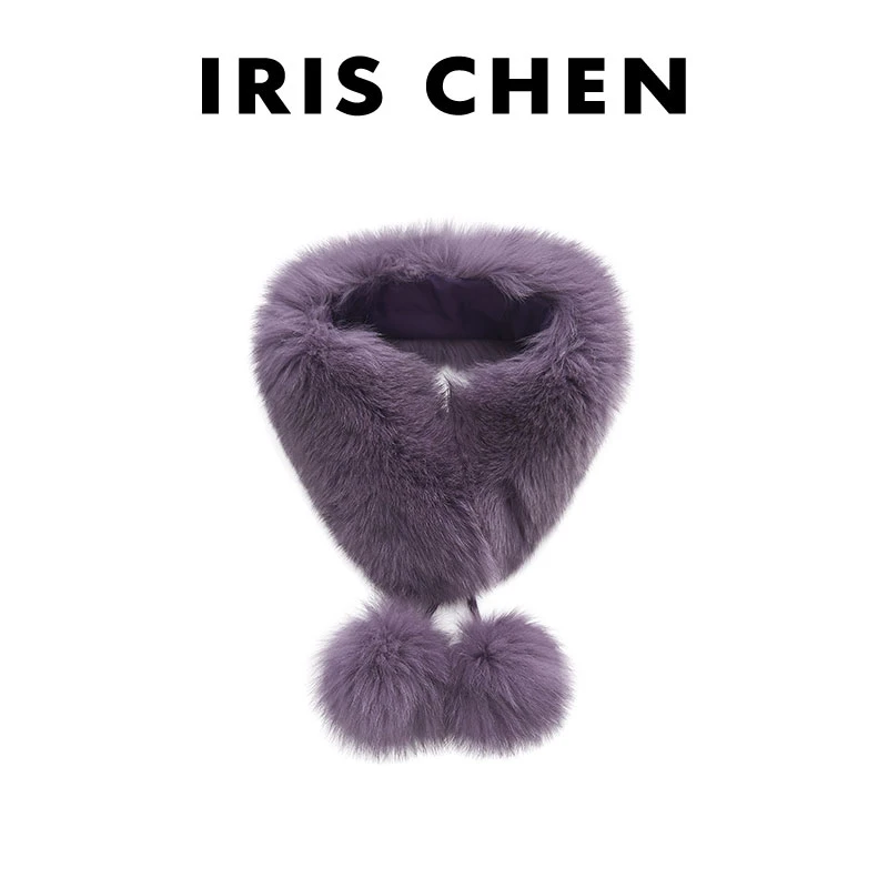 IRIS CHEN 狐狸毛围脖 2025冬款“时髦浪漫”保暖毛球围脖25WJ1112