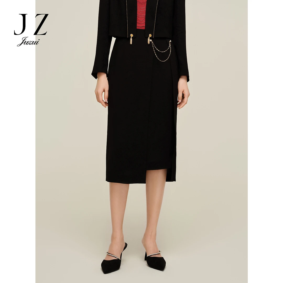 【籽言甄选】JZ玖姿JWDX20111商场同款OL风纯色三醋酸半身裙女2024