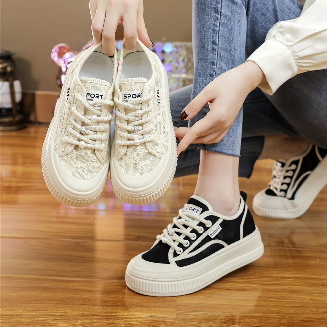 新款春夏透气时尚休闲鞋轻便百搭爆款网面渔夫鞋品质女鞋厚底ins