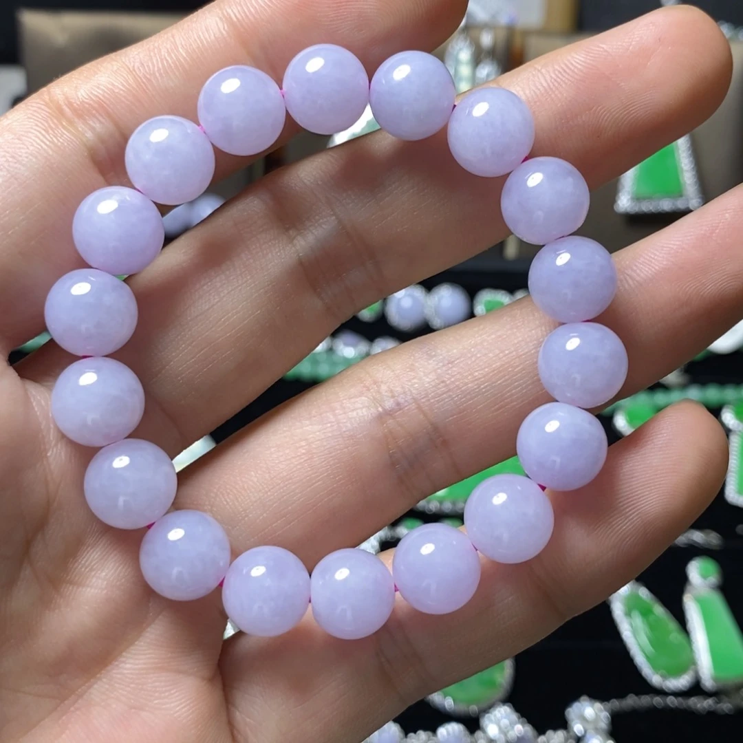 翡翠手串银S925镶嵌李**！天然翡翠