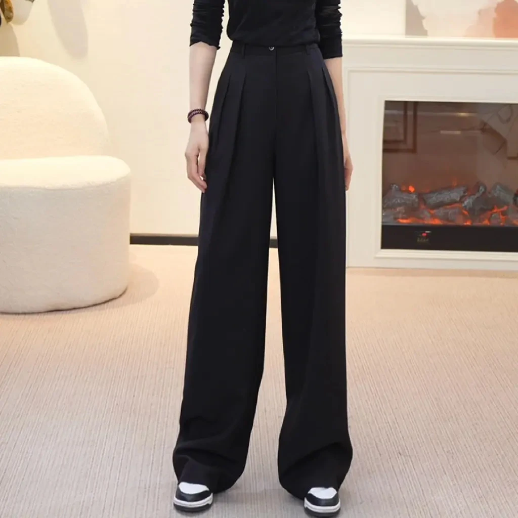 GIRDEAR/哥弟26早春新款高智感百搭通勤捏褶小众显瘦西装裤110060