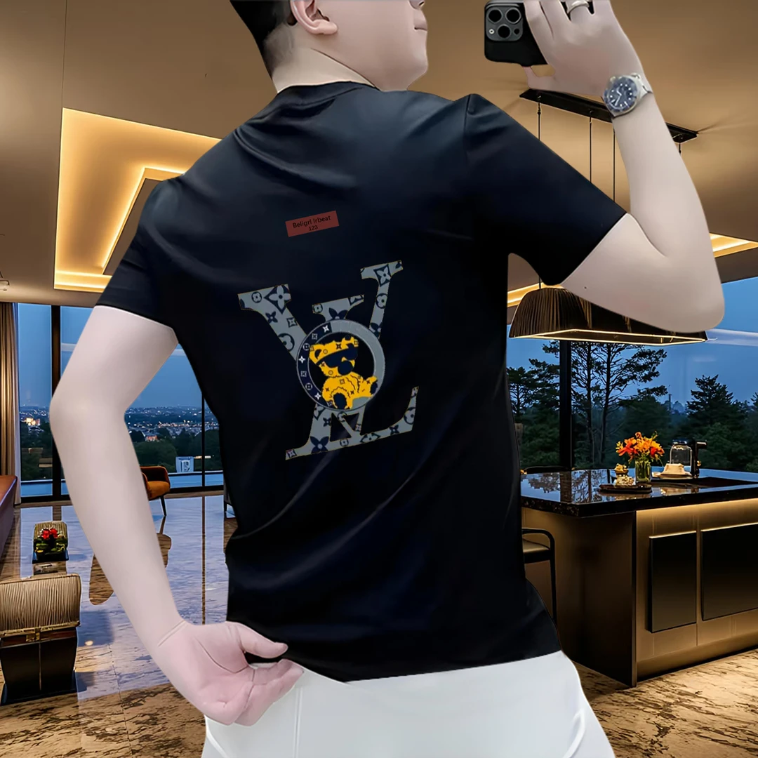 短袖男T恤2025夏季新款欧货印花大码个性潮流气场强大高级感男装