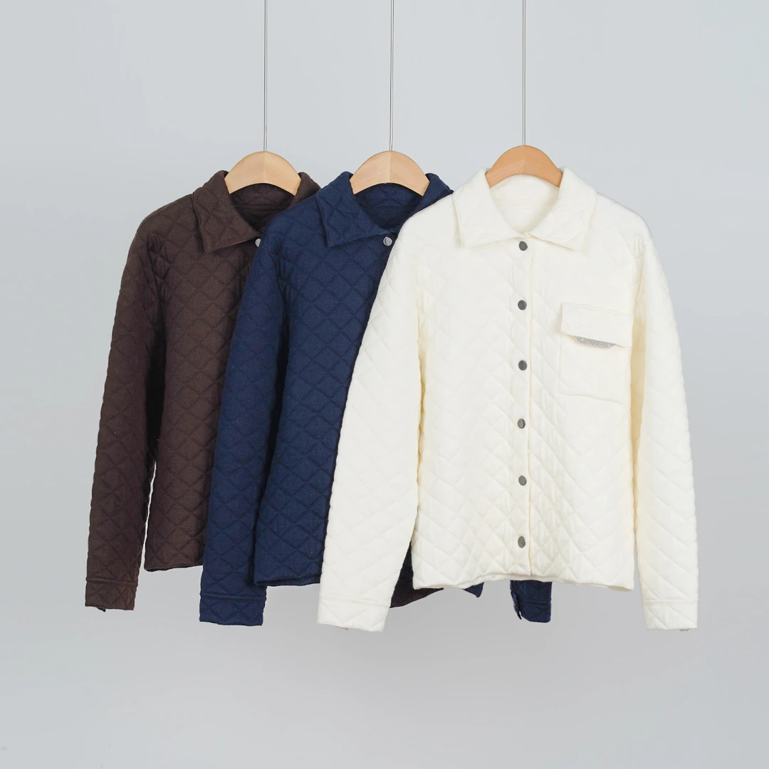 意大利B*C120支精纺JI细100%扬子纱羊毛混合填充女士外套（251493）