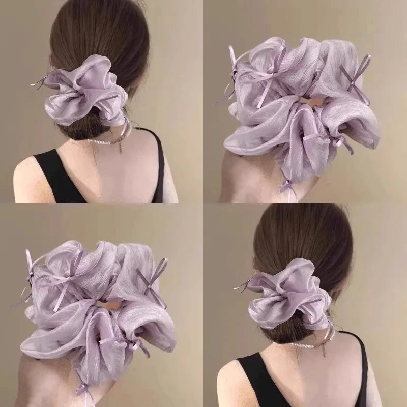 月光浮蝶~芭蕾风法式防滑发绳冰透网纱大肠圈夏女后脑勺扎发发圈