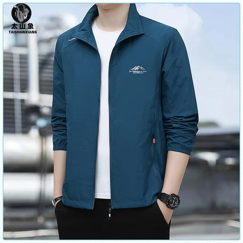 2025夏季男士立领防晒衣轻薄透气外套潮牌宽松钓鱼时尚骑行防晒服