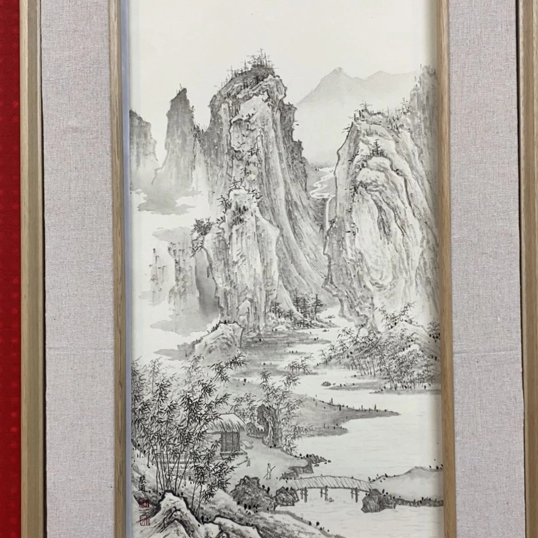 国画手绘国画二平尺山水，张通，画心