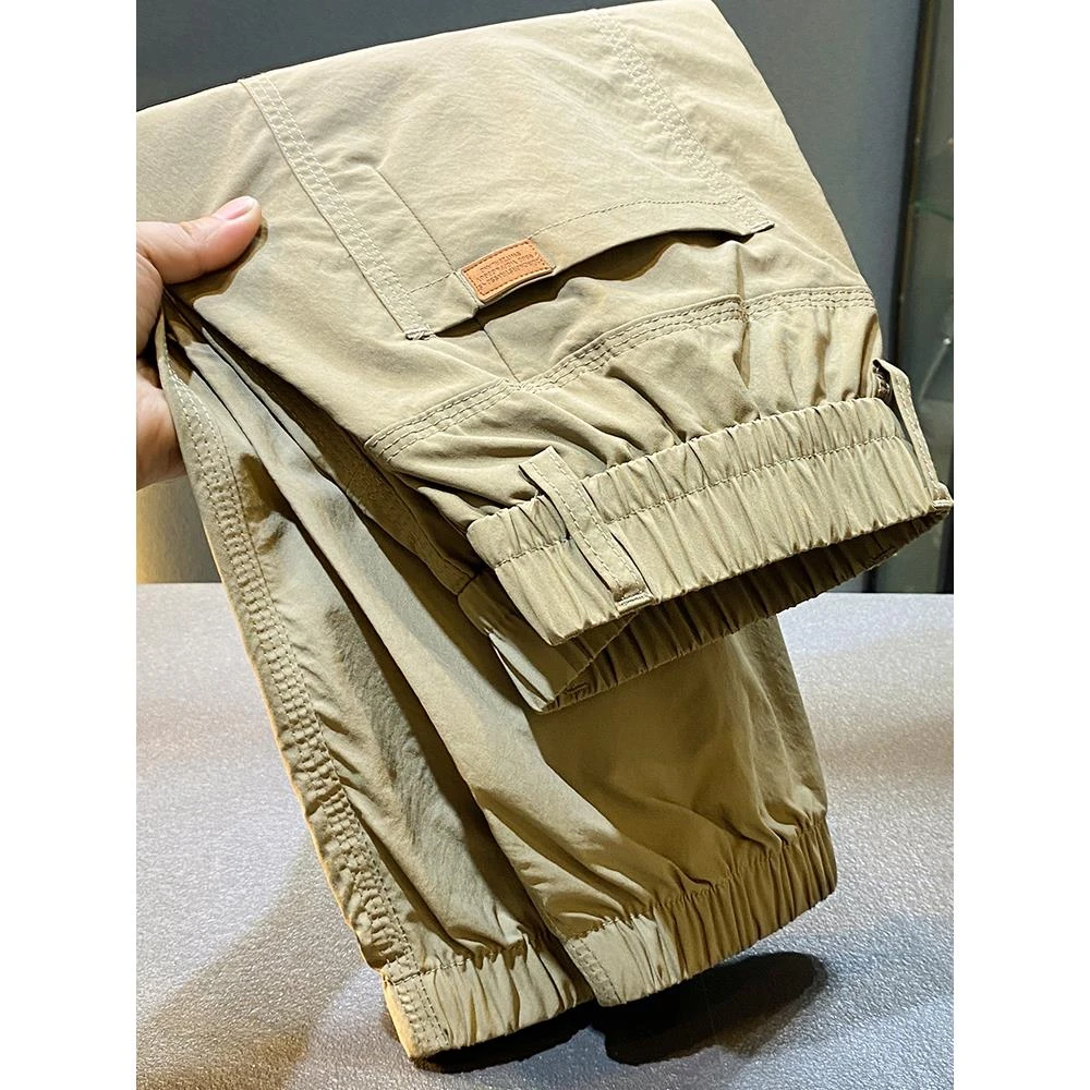 【名牌裤行】男裤新款卡其色休闲裤春秋潮流宽松束脚哈伦工装运动裤