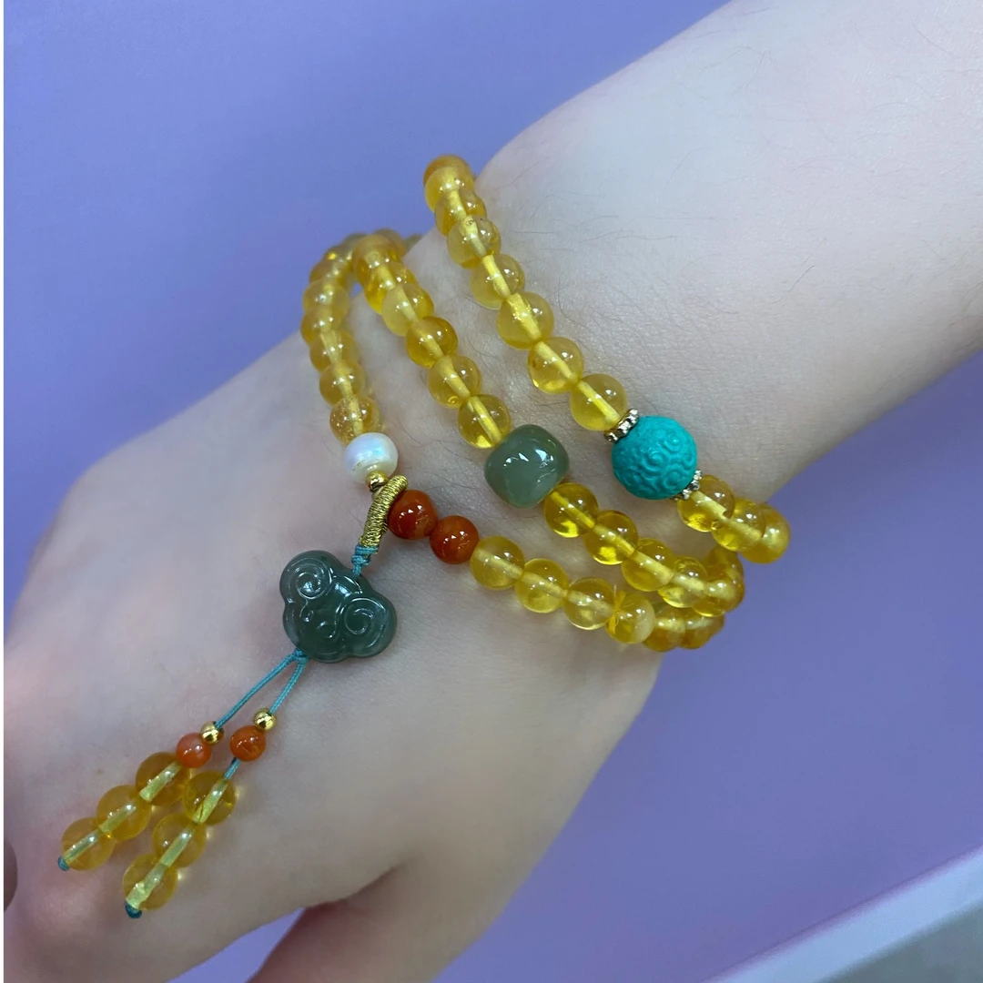 【杭州发货】蜜蜡和田玉多圈手串