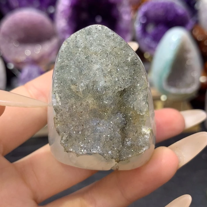 未镶嵌紫晶珠宝半成品全抛绿砂软晶镇