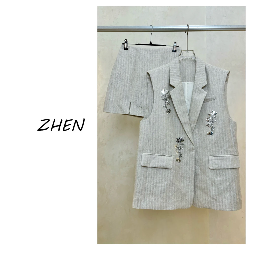 【ZHEN】25K00342 2025新款时尚气质修身显瘦设计师款时尚套装女