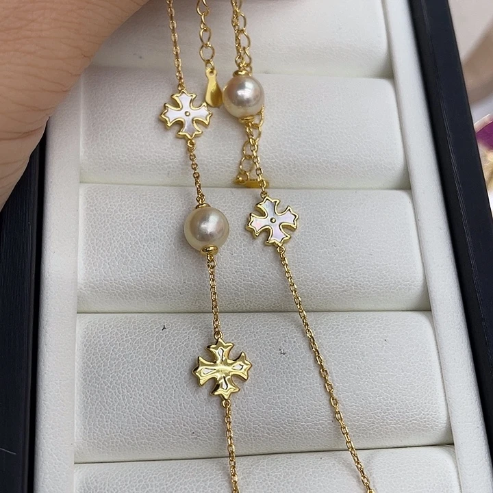 手绳银S925镶嵌海水珍珠随机发