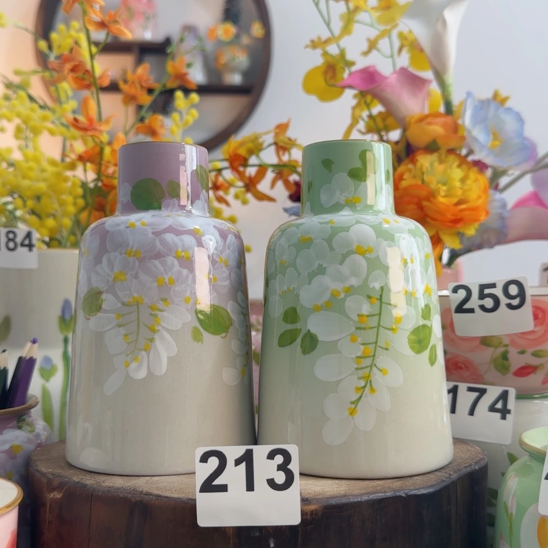 摆件景德镇手绘陶瓷花瓶摆件无孔