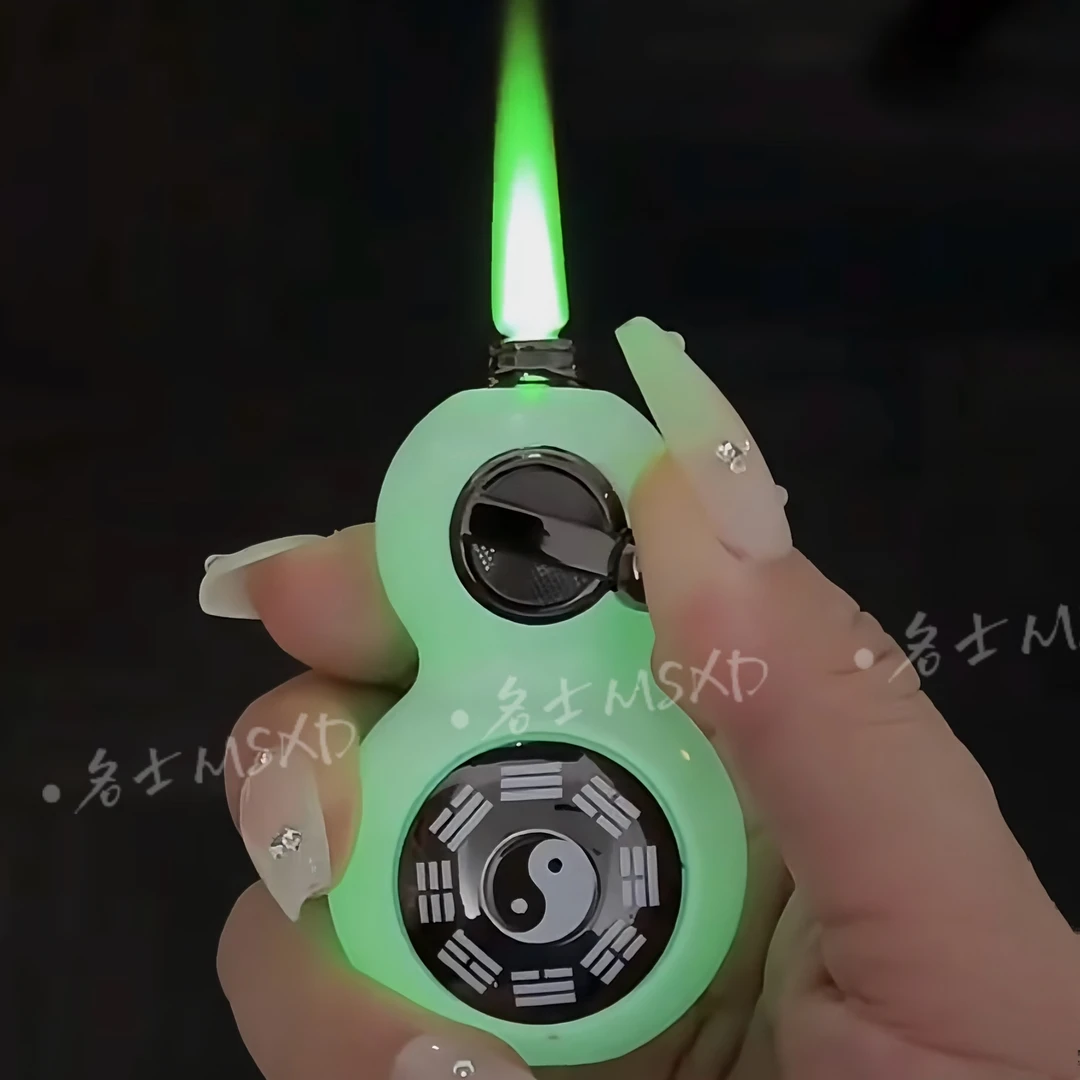 可旋转把玩葫芦造型防风打火机金属摇臂点火高档绿焰合金男女礼品